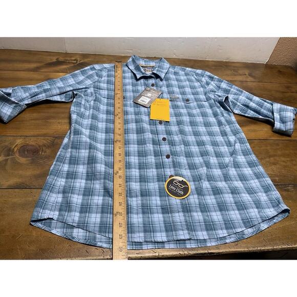Ariat Rebar Button Down Shirt Women's L Plaid Blue Durastretch Roll Tab Sleeve - Picture 7 of 12